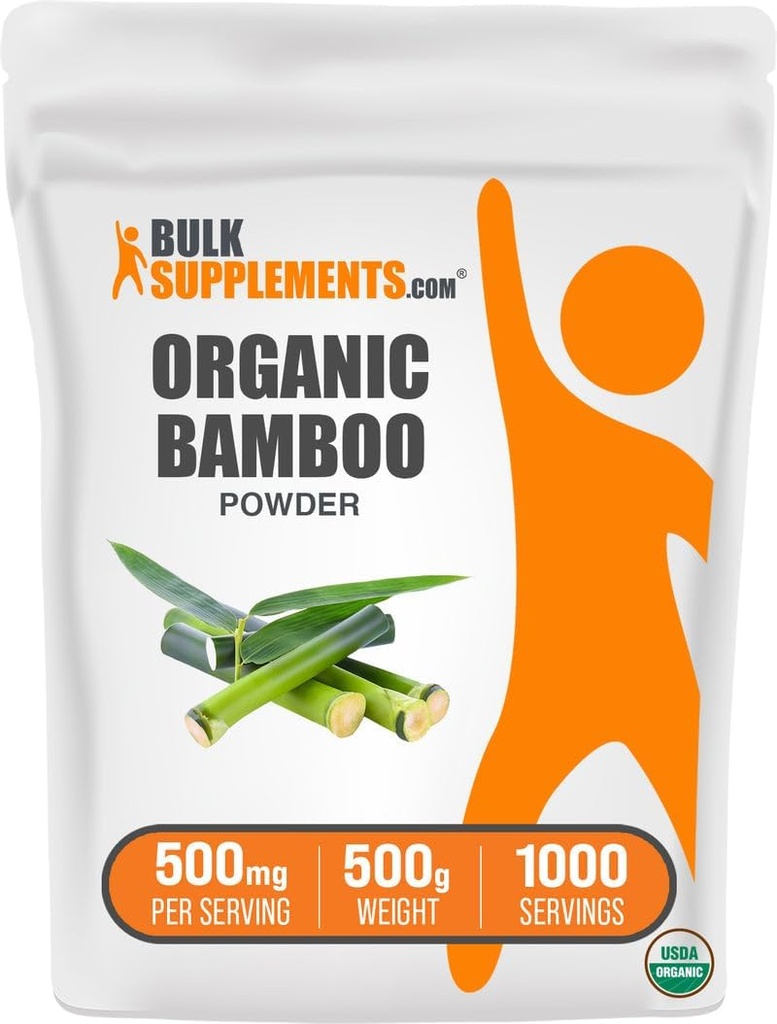 BulkSupplements.com Bambú orgánico Polvo - Suplementos de sílice, Suplemento de bambú - Gluten Gratis, 500 mg por Serving, 500g (1.1 lbs) (Pack of 1)