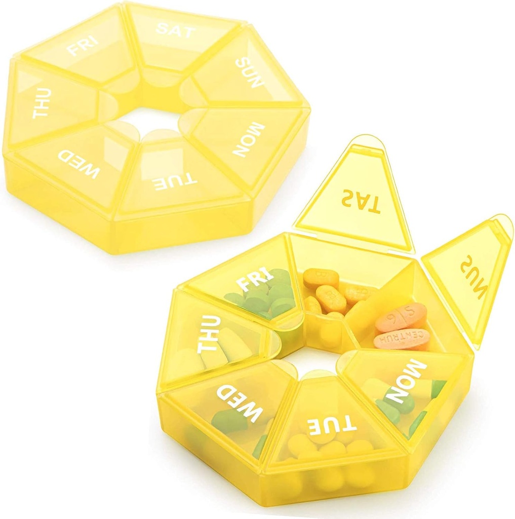 2PCS Organizador semanal de píldoras Gran caja de píldoras de 7 días Organizador de medicina diaria Caso de vitamina Píldoras de aceite de pescado Suplementos Artritis Friendly