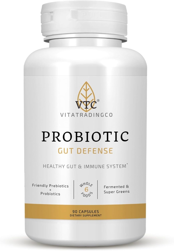 VTC VitaTrading Co. Probióticos de Defensa Gut tóxico Probióticos y Prebióticos para Gut Health " Digestión tóxica 1 billón de CFU con base entera de alimentos