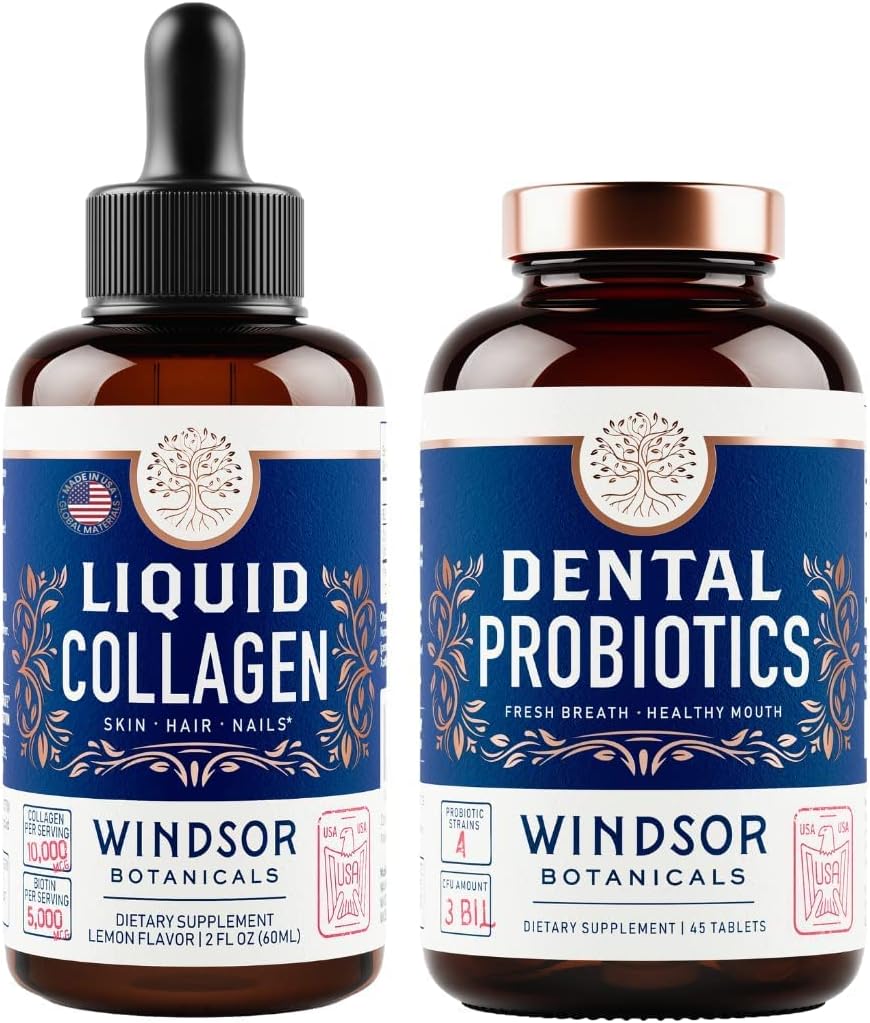 WINDSOR BOTANICALS Péptidos de Collagen líquido concentrados y Probióticos dentales para el mal cuerpo de respiración
