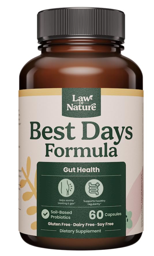Mejores Días Fórmula ← Avanzado 5-en-1 Gut Support for Bloating, Gas & Irregularity ← Probióticos basados en suelos + Prebióticos, L-Glutamine, Aloe Vera &amp; Más  actuales 60 cápsulas