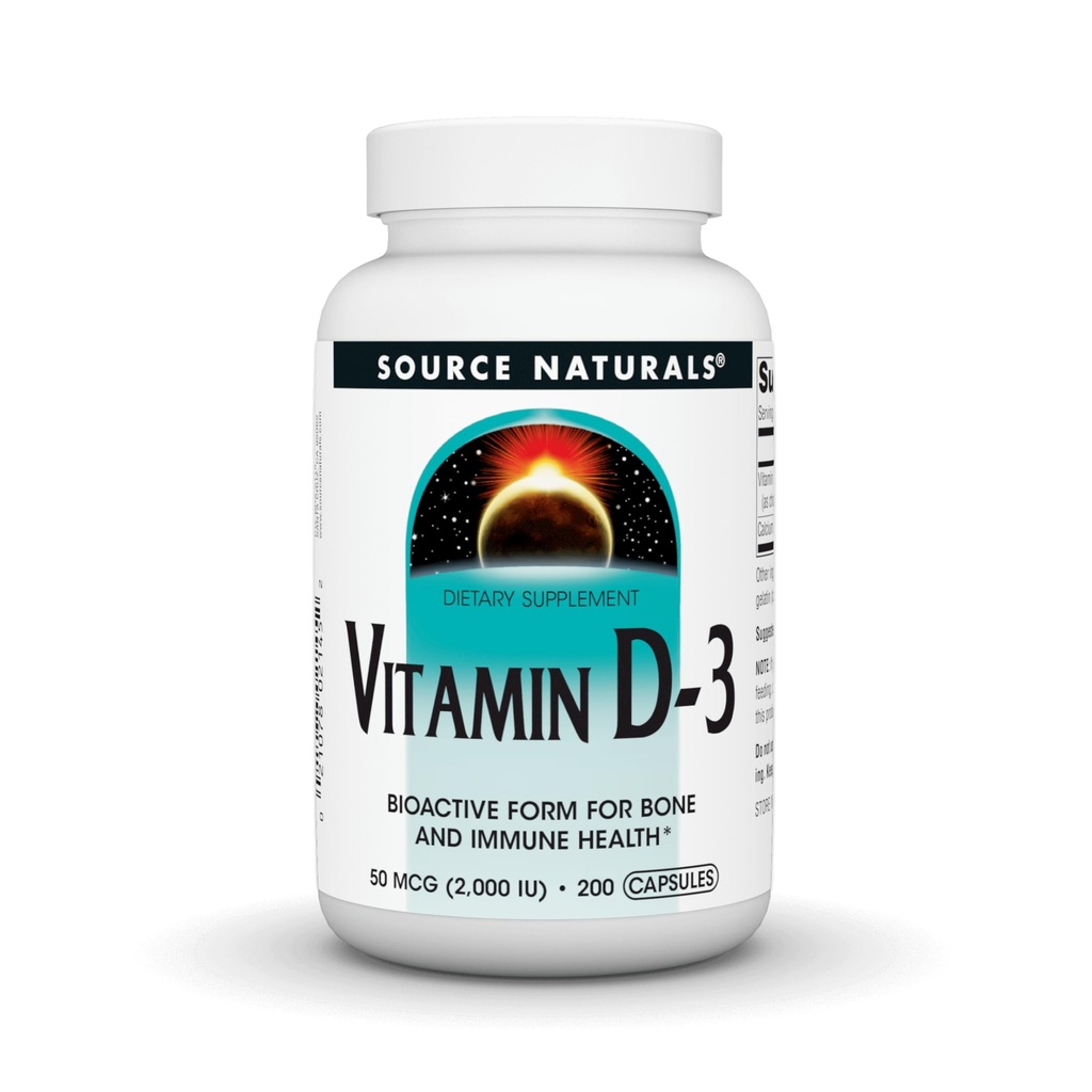 Fuente Naturals Vitamina D-3, Forma bioactiva para la salud ósea*, 2000 UI - 200 cápsulas