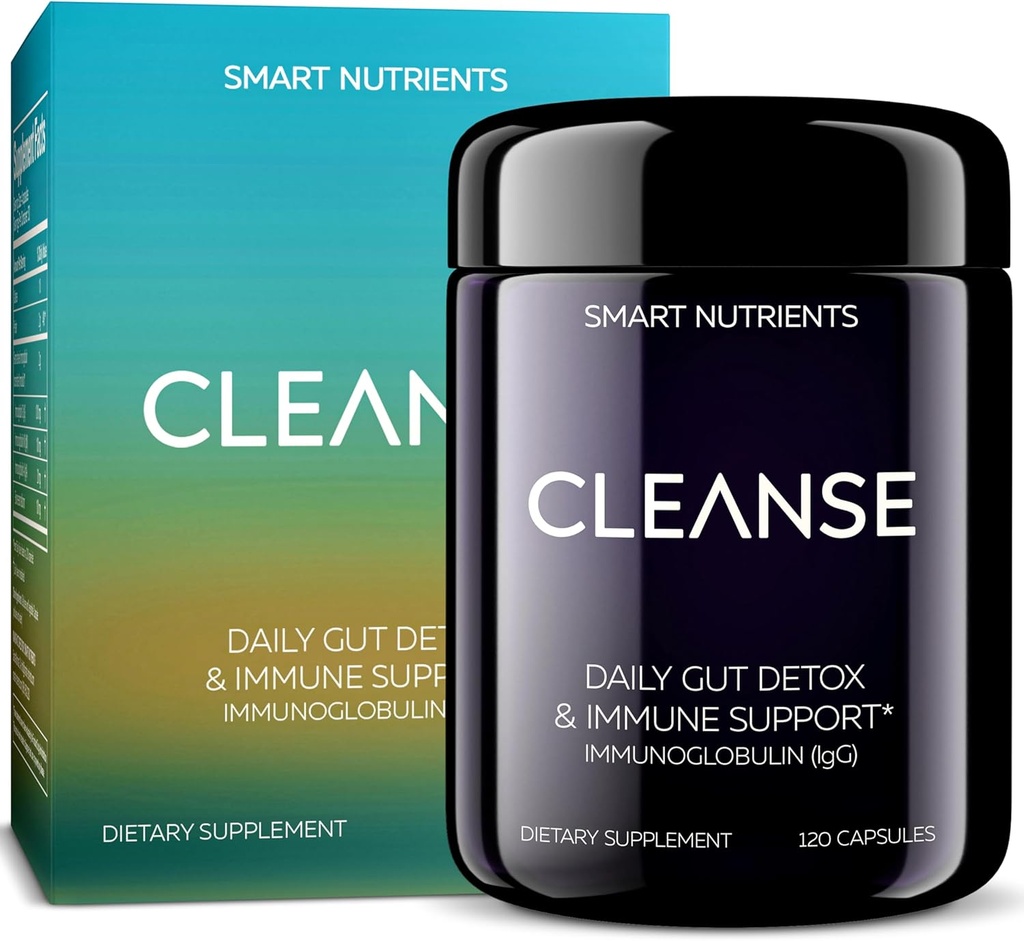 CLEANSE ← IgG Dairy-Free Colostrum ← 50,5% IgG Potent Concentrated Immune Support ← Daily Gut Health Detox, Energy, Prebiotics, Digestive Support latitud 120 Capsules  30 Day Supply, 1-Pack
