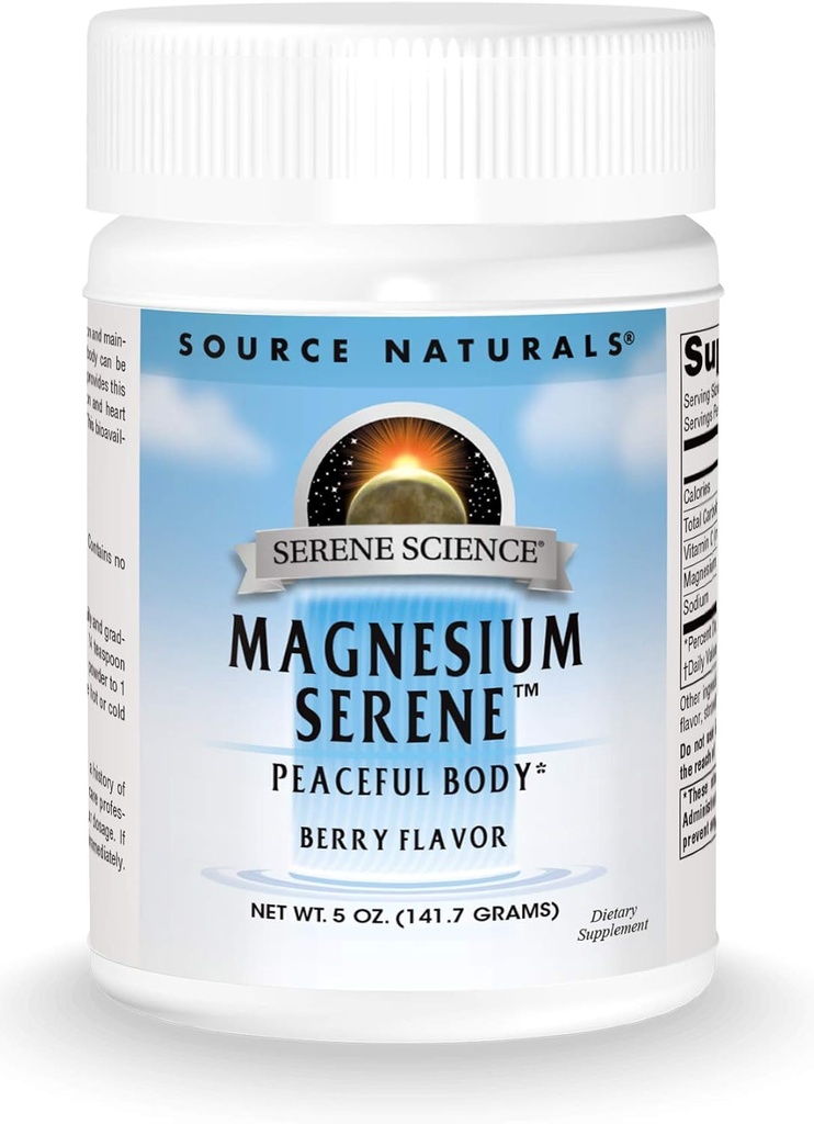 Fuente Naturales Sereno Ciencia Magnesio Sereno, Cuerpo Pazoso - Berry Flavored - 5 onzas