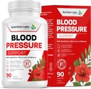 Apoyo a la presión arterial y suplemento cardiovascular W/Hawthorn, Hibiscus - óxido nítrico Apoyo a la presión arterial normal W/Vitamin B12 & ácido fólico - Suplementos ajo - 90 TC