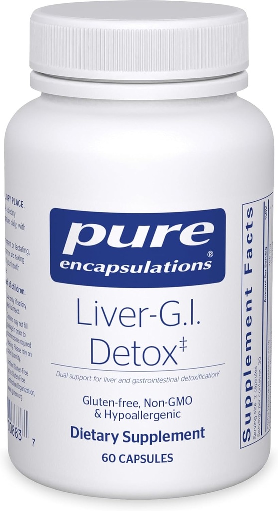 Pure Encapsulations Liver-G.I. Detox - Liver Cleanser > GI Detox* - con ácido lipoico alfa " Curcumin Extract - Gluten Free " Non-GMO - 60 cápsulas
