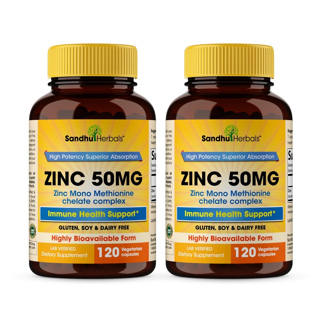 Zinc 50mg Capsules For Men and Women, 240 Count | Highly Absorbable Zinc Supplements For Immune System Support | Zink 50 mg Mono Methionine Chelated Complex | Helps with Skin Health & Overall Immunity