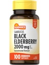 Sundance Sambucus Black Elderberry Capsules ← 2000mg ← 100 Cuenta ← No GMO y Gluten Suplemento gratuito