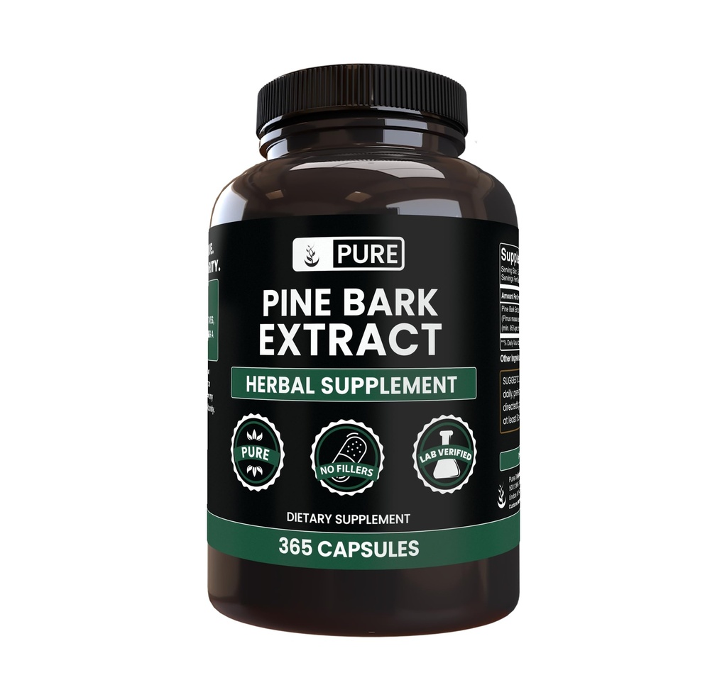 PURE ORIGINAL INGREDIENTES Pine Bark Extract (365 capsules) No hay magnesio o rifles de arroz, siempre puro