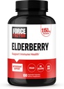 FORCE FACTOR Elderberry Capsules, Suplemento de Inmunidad y Antioxidantes Suplemento para hombres y mujeres, Daily Immunity Boost, Vegan, No Gelatin, Non-GMO, 100 cápsulas vegetales