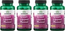 Swanson Green Lipped Mussel (Freeze-Dried) - New Zealand Joint Health & Mobility Supplement - Natural Formula May Support Heart Health & Digestive Function - (60 Capsules, 500 mg cada uno) (4 Pack)