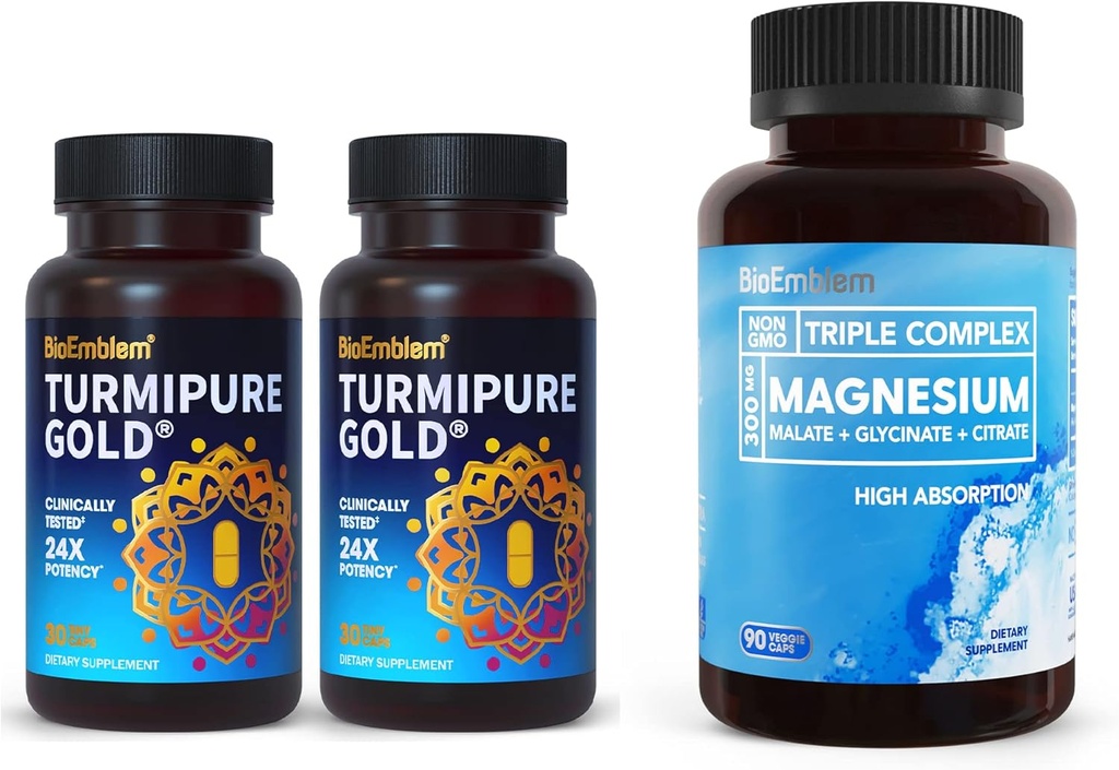 BioEmblem Turmeric Curcumin with Clinically Studied TurmiPure Triple Complejo de Magnesio