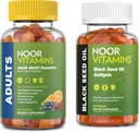 Noor Vitaminas Adulto Multivitamina Gummy y Negro Semilla Aceite