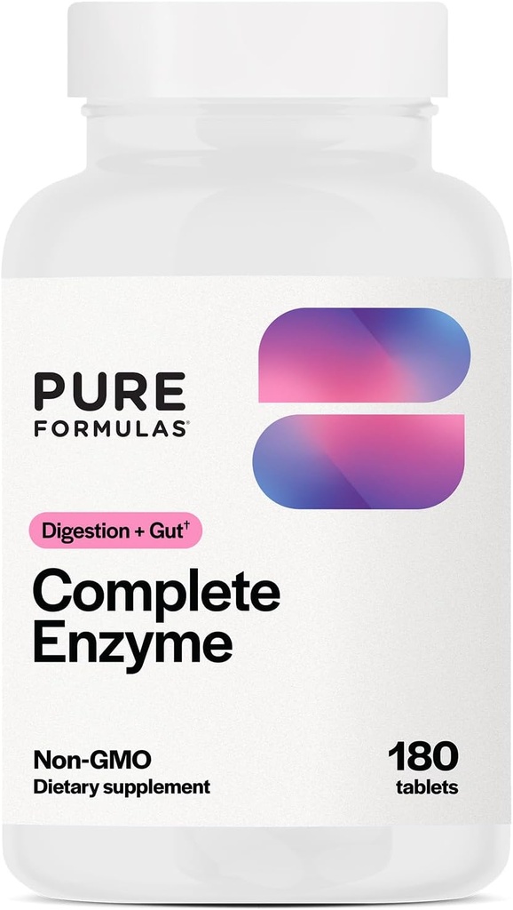 PureFormulas Enzima completa ← Enzymes pancreáticas 1000mg (full Strength) Silencio Pancreatin Digestión Suplemento con Protease, Amylase & Lipase ← Apoyo Digestivo Silencioso, y Soy Gratis 180 Tabletas