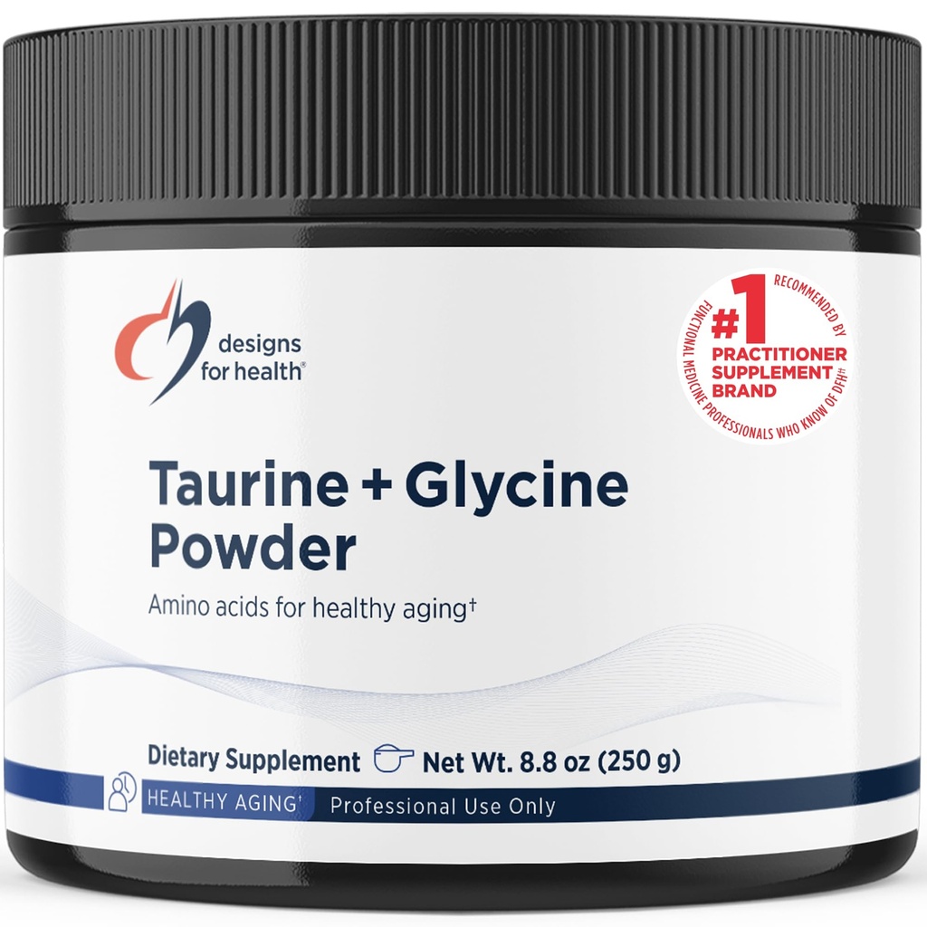 Diseños para la salud Taurine + Glycine Powder - Amino Acids for Healthy Aging - Soportes Celular, Metabólico & Heart Health - Non-GMO Unflavored Amino Acid Powder (250 g)