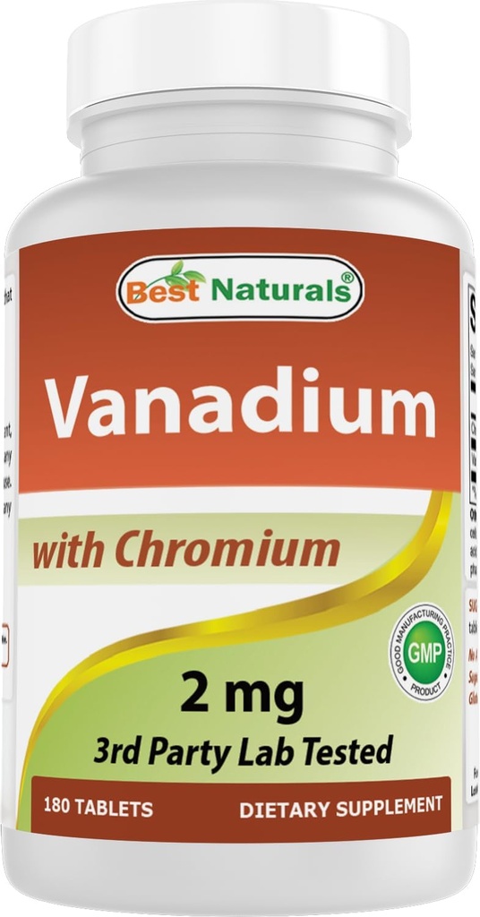 Mejores Naturales Vanadium 2 mg con cromo Polynicotinate 200 mcg 180 Tabletas