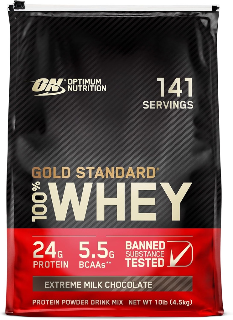 Optimum Nutrition Gold Standard 100% Whey Protein Powder, Extreme Milk Chocolate, 10 libras (Packaging May Vary)