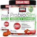 Factor de fuerza ProbioSlim Keto ACV Gummies, Cider de manzana orgánica Vinagre Gummies con LactoSpore Probióticos " Prebióticos para soportar la digestión, metabolismo, " Salud inmune, 1 carbohidrato neto, sabor de manzana, 240ct