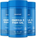 Suplementos de aceite de pescado con ácidos grasos Omega 3 (3 Botellas, 120 Softgels) - Alta EPA, DHA, " Píldoras de aceite de pescado IFOS Apoyo Corazón " Salud Conjunta - Aceite de pescado Burples promueve función cerebral