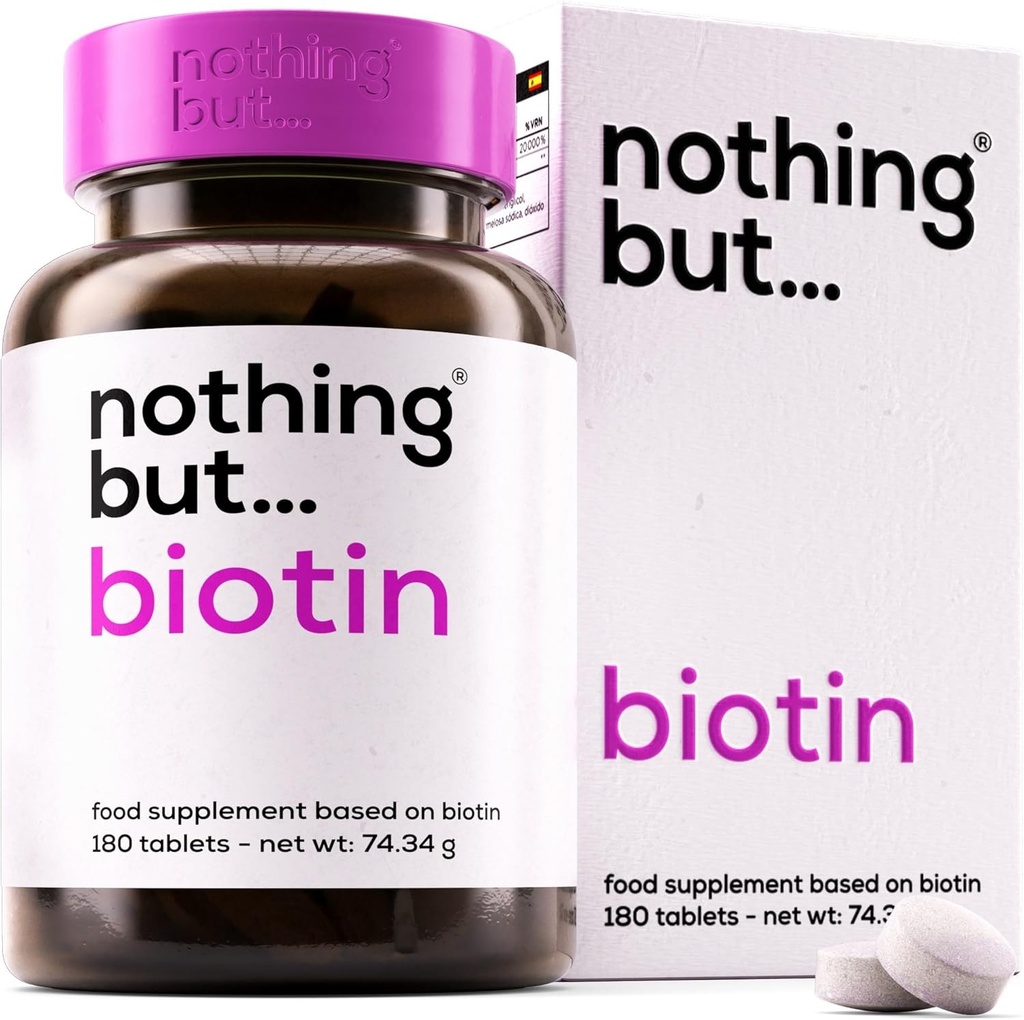 Tablas de biotina para el crecimiento del cabello 10000 mcg - Crecimiento del cabello de biotina Vitaminas para la pérdida del cabello - Pelo de biotina, piel y uñas Vitaminas para hombres de mujeres - Metabolismo Suplemento - 180 Tablas Vegan