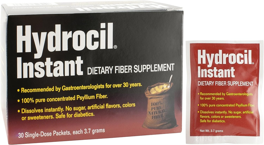 Suplemento dietético de fibra, Psyllium Husk Polvo, 30 paquetes de dosis única
