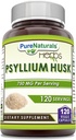 Naturales puros Psyllium Husk Suplemento Silencio 750 Mg Por Serving Silencio Veggie Capsules  No Gluten-Free ANTE Made in USA (120 Conde)