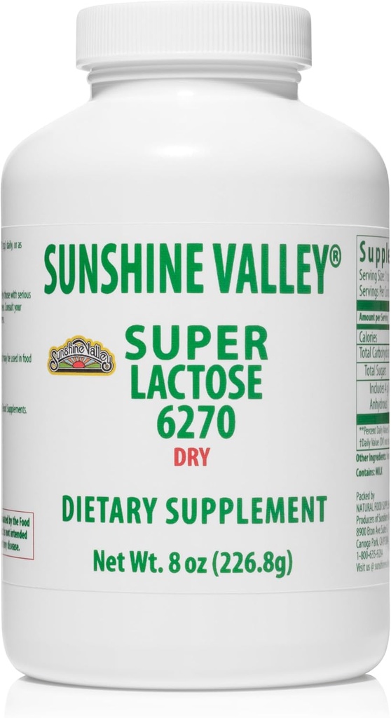 Sunshine Valley® Super Lactose Dry Powder (FREE FLOW POUR) - Sweetener natural " Baking Enhancer, Powdered Sugar for Cooking " Food Mixtures, Food Stabilizer " Filler - 8 oz