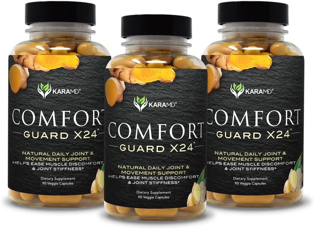 KaraMD Comfort Guard X24 TENIDA Joint &amp; Movement Support Supplement TEN Turmeric Curcumin, Boswellia " Ginger TEN Ease Muscle Discomfort " Joint Stiffness ← Non-GMO, Gluten Free " Vegan Friendly (3 Pack)