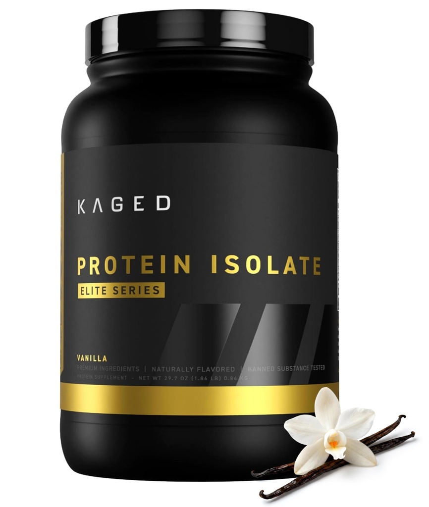 Kaged Whey Protein Isolate Elite Powder | Vanilla | Whey, Casein, & Milk Protein Blend | Post Workout Recovery Drink | Supports Muscle Building | Supplements for Men & Women | 2 lbs