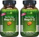 Irwin Naturals One-Per-Day Mega B-12 1,500mcg High Potency Methylcobalamin Vitamina - Absorción acelerada con MCT + Ginseng asiático - Boost de Energía Natural - 60 Liquid Softgels (Pack of 2)