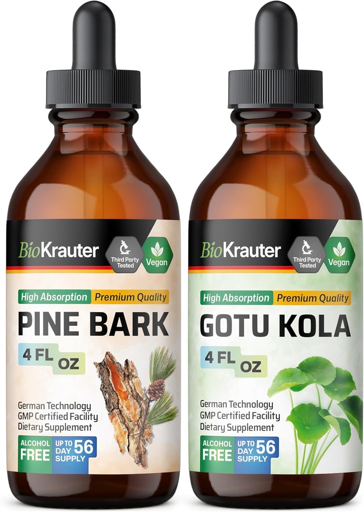 BIO KRAUTER Pine Bark Tincture 4 Fl. Oz. " Gotu Kola Tincture 4 Fl. Oz.