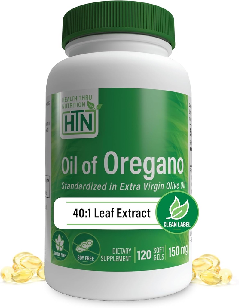 Petróleo de orégano 120 Mini-Softgels ANTE Wild Harvested ← Europa 40:1 Origanum Vulgare Equivalente a 600 mg de orégano en el aceite de oliva virgen extra Gluten Free tención por Health Thru Nutrition (Pack of 120)
