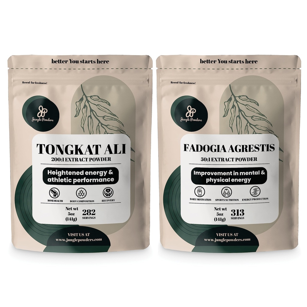 Polvos de selva Tongkat Ali Powder para hombres 200:1 Extracto, Fadogia Agrestis Extracto Polvo para Hombres 50:1 Concentración 5oz Suplemento
