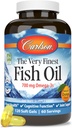 Carlson - The Very Finest Fish Oil, 700 mg Omega-3, Norwegian Fish Oil Supplement, Wild Caught Omega 3 Fish Oil, Sustentably Sourced Fish Oil Capsules, Omega 3 Suplemento, Orange, 120 Softgels