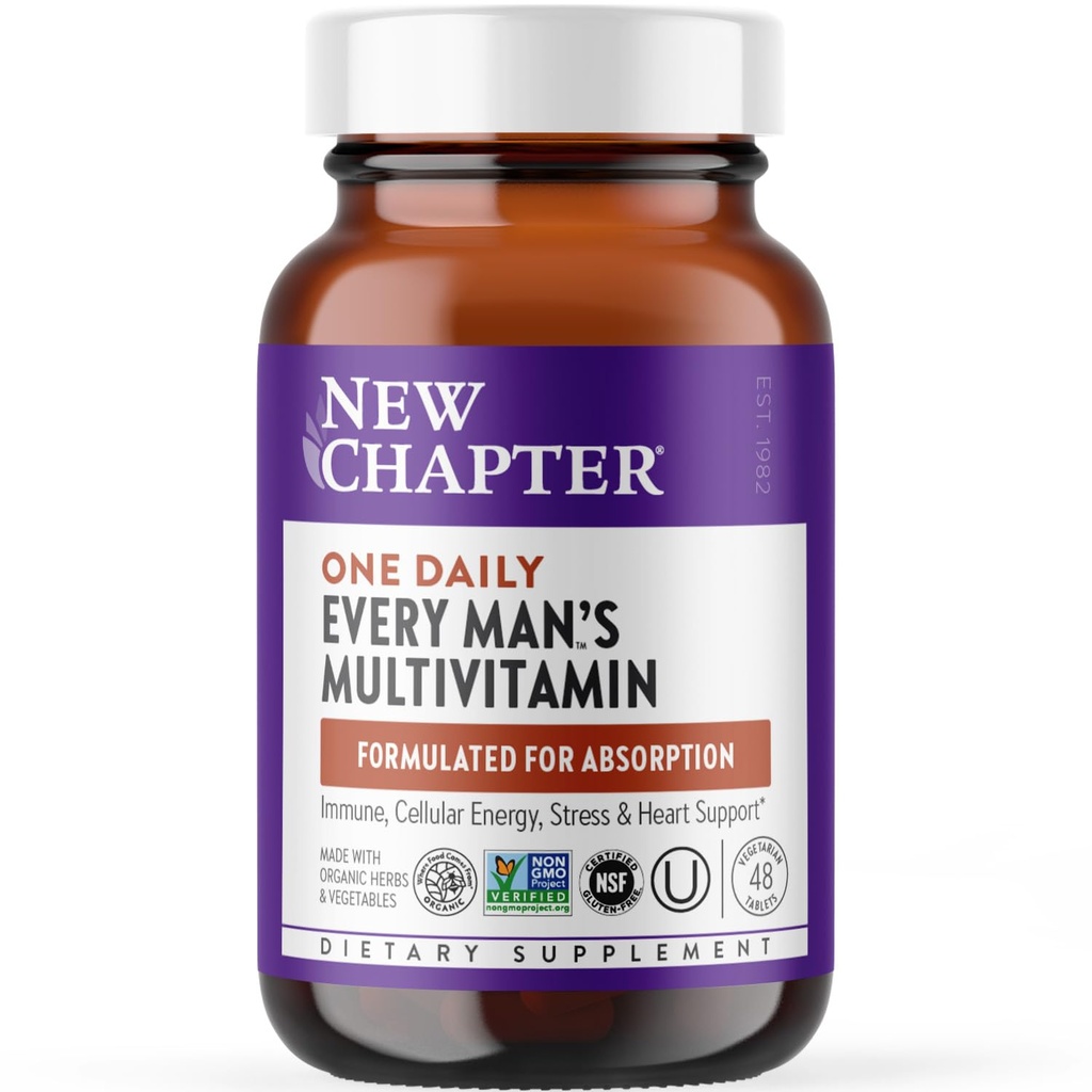 Nuevo Capítulo Multivitamínico para Hombres Immune, Estrés, Heart + Energy Support with Fermented Nutrients - Todos los días del hombre, hechos con verduras orgánicas " Herbs, Non-GMO, Gluten Free - 48 ct