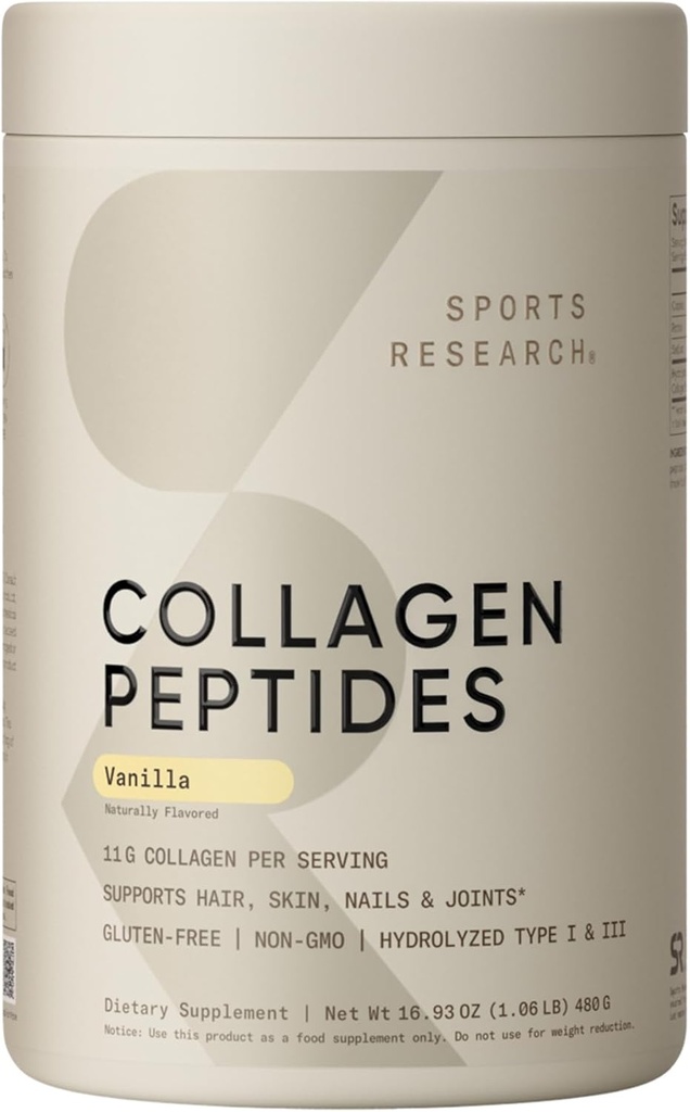 Collagen Peptides de investigación deportiva - Hydrolyzed Tipo 1 & 3 Collagen Powder Protein Supplement for Healthy Skin, Nails, & Joints - Easy Mixing Vital Nutrients & Proteins, Collagen for Women & Men