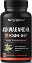 Natgrown Ashwagandha KSM 66 Suplemento 600 mg - Stress, Mood, & Athletic Support - Orgánica KSM66 Extracto de raíz con 5% Withanolides - Vegan Capsules - 60 Conde