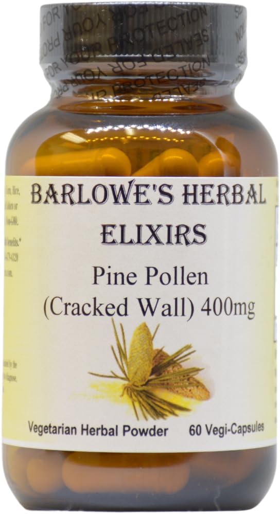 Pine Pollen ¦ Cracked Cell Wall Powder  400mg per Capsule TEN 60 Veggie Capsules ← Pure Masson Pine ANTE Stamina y Vitality Booster ← Skin Radiance ← Stearate Free