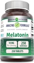Amazing Fórmulas Melatonin Suplemento Silencio 10 Mg Por Serving Silencio 250 Tablets ← No GMO Silencio Gluten Free ← Made in USA