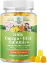 Niños DHA Omega 3 Gummies para niños - Delicious Fish Free DHA Omega 3 Gummies con Vegetarian 6 9 para Visión Cerebro & Inmunidad - No GMO Suplemento Fish & Gluten Gratis 1 Mes