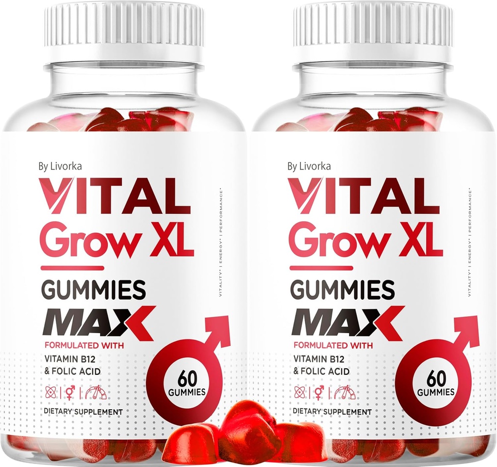 (2 Pack) Vital Grow XL Gummies masculinos - Mangas de rendimiento masculino 1050MG Vital GrowXL Blend, Vital Growth Gummy Advanced Gomitas Fórmula, 120 Gummies para 2 meses