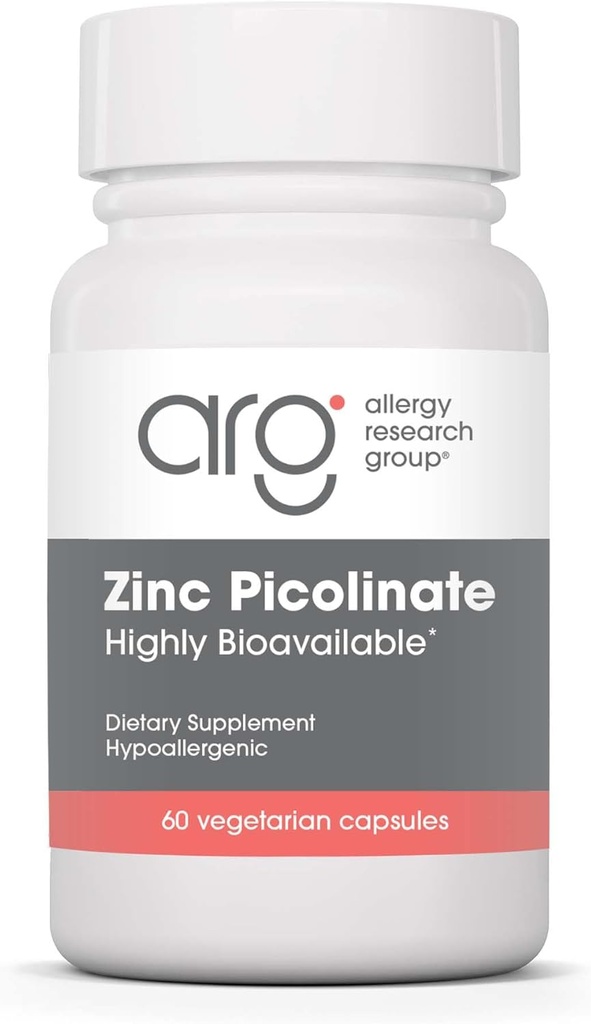 Grupo de investigación de alergia Zinc Picolinate Supplement - Supports Normal Health Immune Response, Highly Bioavailable, Well-Absorbed, Hypoallergenic, Vegetarian Capsules - 60 Count