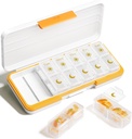 AM Organizador de píldoras 2 veces al día, 7 días Pill Box Organizador semanal de píldoras Viaja con Contenedor Separado, Portable Daily Medicine Planner Dispenser Case for Vitamin, Fish Oils, Supplements( Beige)