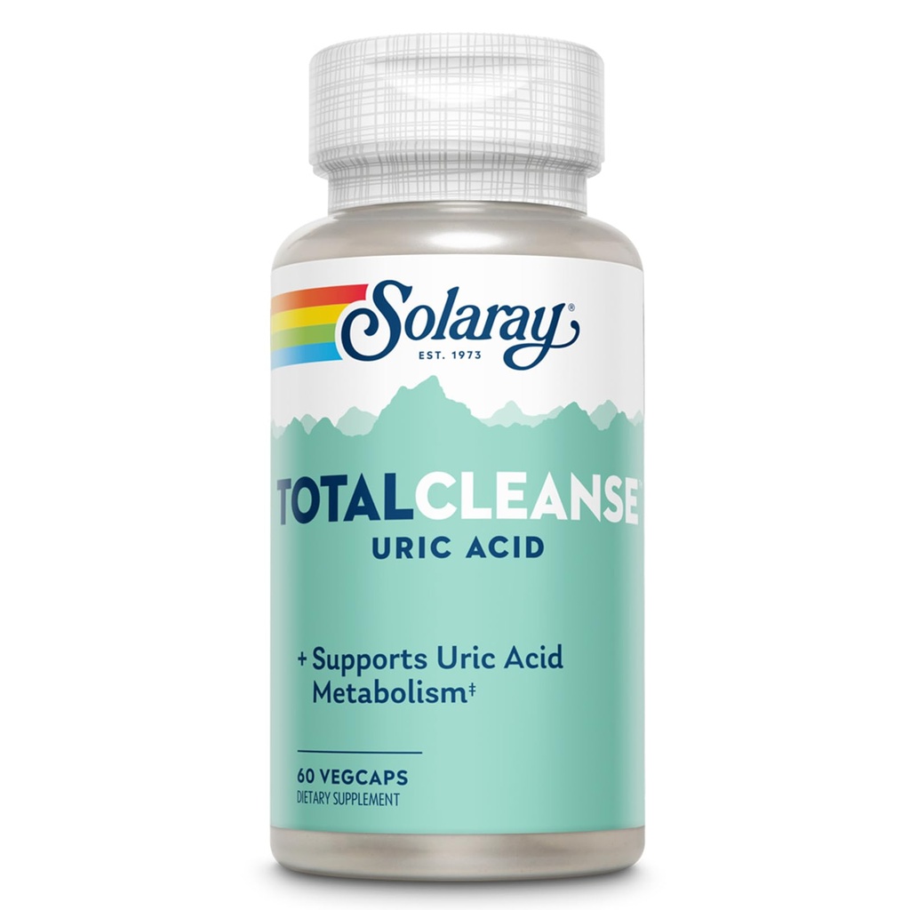 Solaray Total Cleanse Uric Acid - Suplemento Conjunto de Salud - Potente Soporte Conjunto y Uric Acid Cleanse con Tart Cherry Extract, Celery Seed, Turmeric Extract - 60-Day Guarantee, 30 Serv, 60 VegCaps