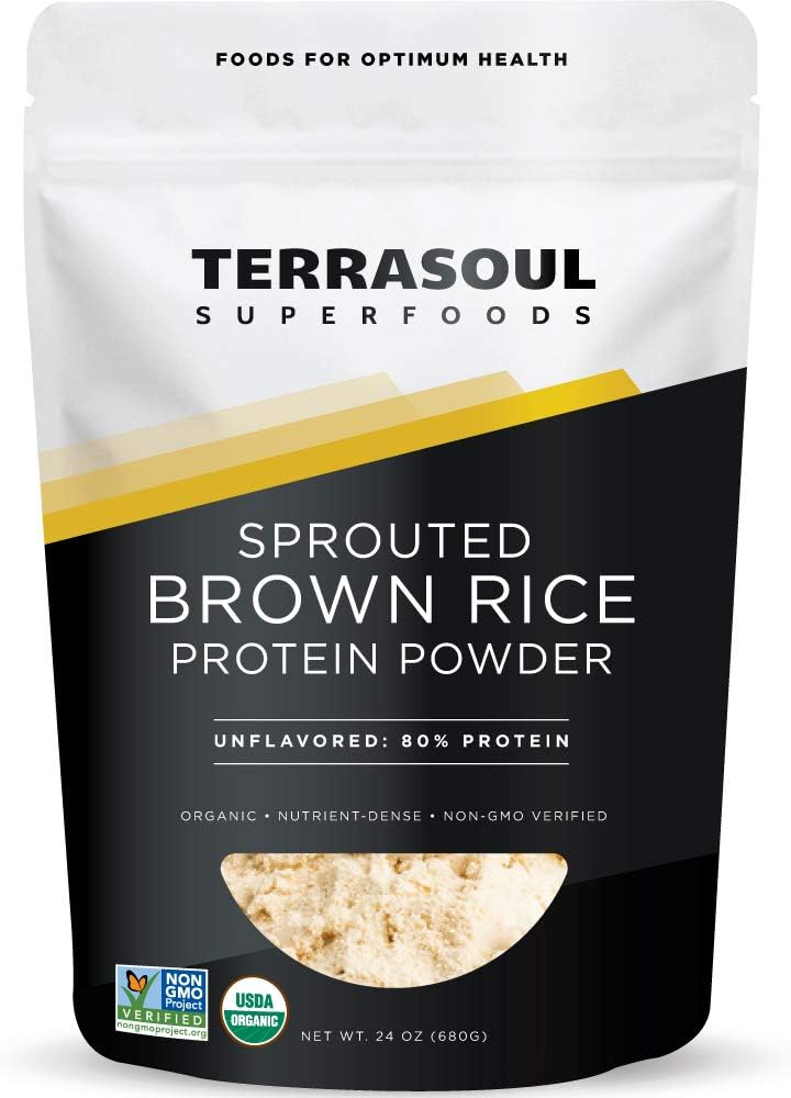 Superalimentos de Terrasoul Pólvora de arroz de color marrón rociado orgánico, 1,5 libras