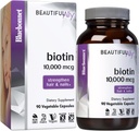 Bluebonnet Nutrition Beautiful Ally Biotin 10,000 mcg, Strengthening Hair & Nails*, Non-GMO, Vegan, Kosher Certified, Gluten-Free, Soy-Free, 90 Vegetable Capsules, 90 Servidores