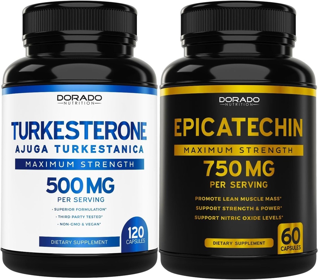 DORADO NUTRITION Epicatechin Extract 750mg Por Serving - (120 cápsulas) y Turkesterone Suplemento 500mg (120 cápsulas)