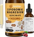 gotas líquidas de magnesio Glycinate - Chelato lipomal con sabor cereza para una absorción fácil, promueve el sueño, el mood, la salud intestinal, reduce el estrés - 60ML (2.04 Fl Oz (Pack de 1))