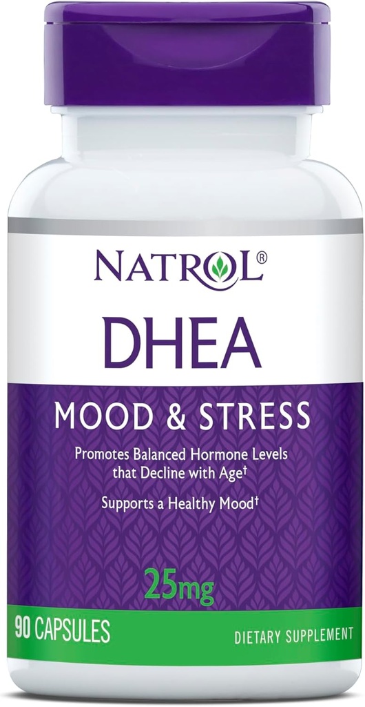 Natrol Mood ' Stress DHEA 25mg, Suplemento dietético para la Balanza de Ciertos Niveles de Hormonas y Soporte de Mood, 90 cápsulas, 90 Day Supply
