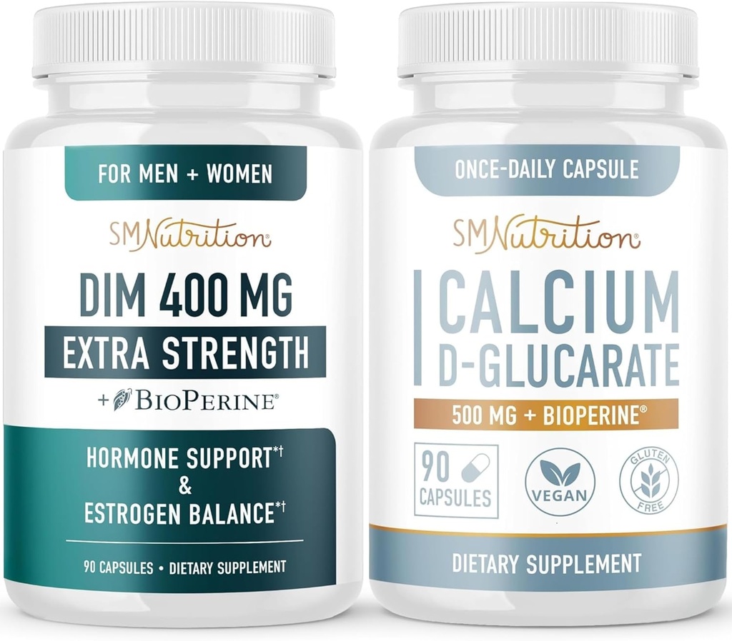 Calcio D-Glucarate & 400mg DIM Suplemento para la hormona de estrógeno mejorado equilibrio Silencio Vegan Gluten libre CDG Suplemento (90 Servings) con fuerza adicional DIM (90 Servings)